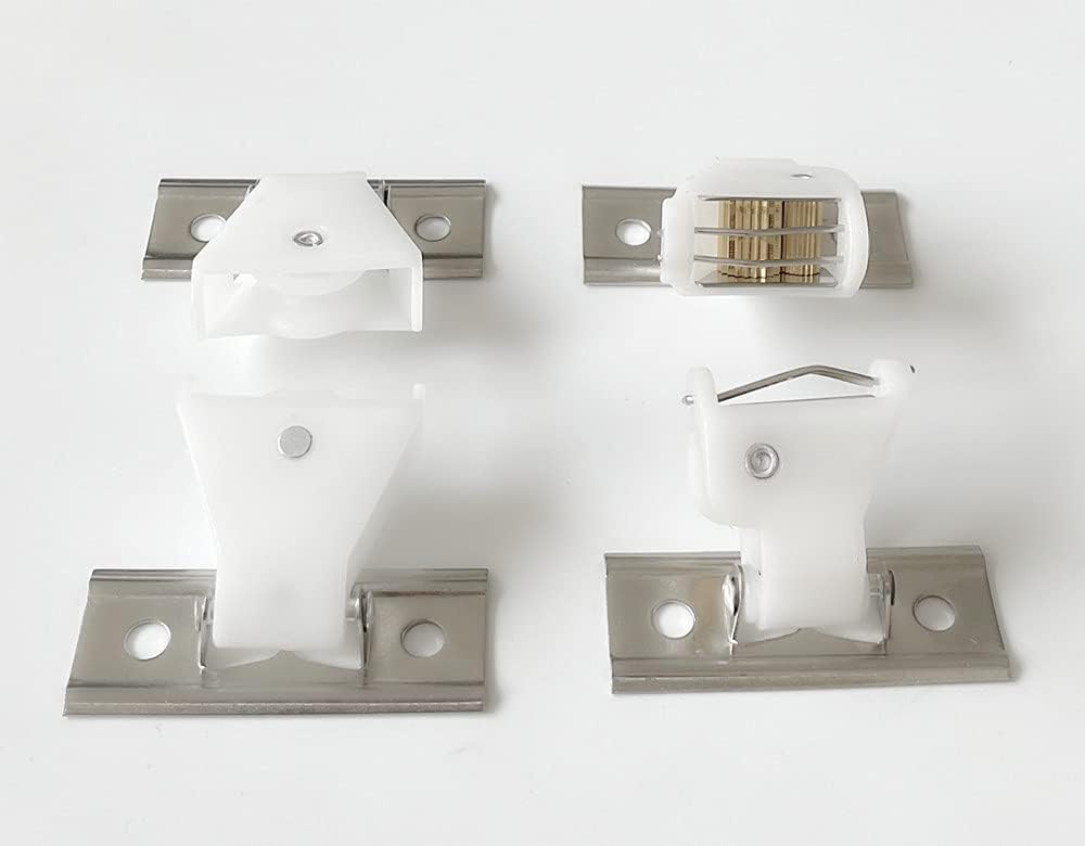 Cutelec 4pcs Cord Lock Mechanism 3 line and Cord Idler Pulley Swivel Type White Plastic and Stainless Steel Bracket for Roman Blinds Woven Wood Shades and Bamboo Blinds