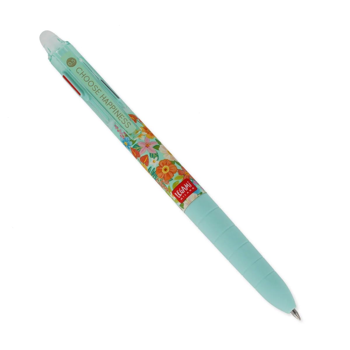 3-Colour Gel Ink Pen, Rechargeable, Ergonomic Grip, ⌀ 0.5 mm Tip, Flower Design