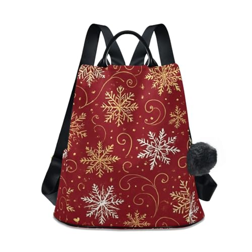 Sac à dos antivol femme flocons blancs dorés protège vos affaires en voyage
