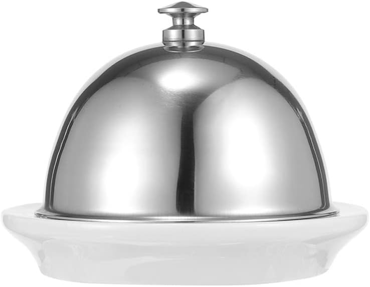 Butter Container Ceramic Butter Dish Round Cheese Dessert Butter Container Pratical Sauce Plate with Cover Butter Sealing Box Butter Plate Storage Tray for All Types of Butter