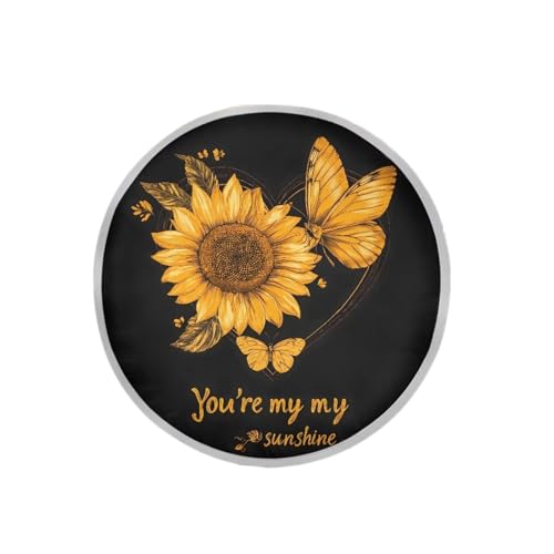 Image of Sunflower Butterfly Car Steering Wheel Sun Shade Cover Fashion Design Sun Shade for UV Protection Car Interior Accessories Sun Protection Universal Steering Wheel Shield