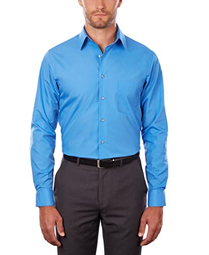 Van Heusen Poplin Regular Fit Solid Point Collier Dress Shirt Chemise, Pacifique, 41.91 cm col/91.44/93.98 cm Manche (L) Homme Cover