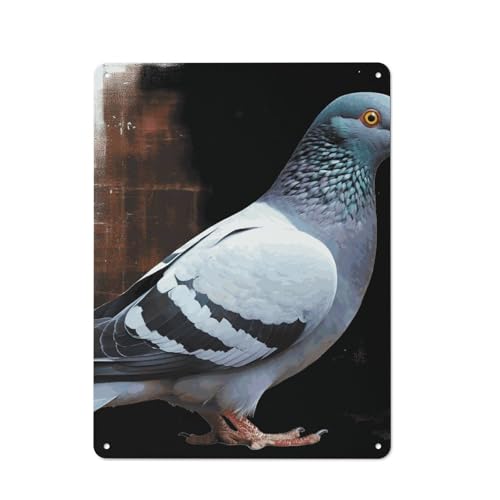Peintures à suspendre en métal avec impression pigeon pour décoration murale