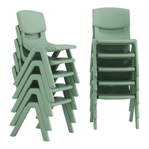 Image of Flash Furniture Stackable Plastic School Chair, Sage, Set of 10