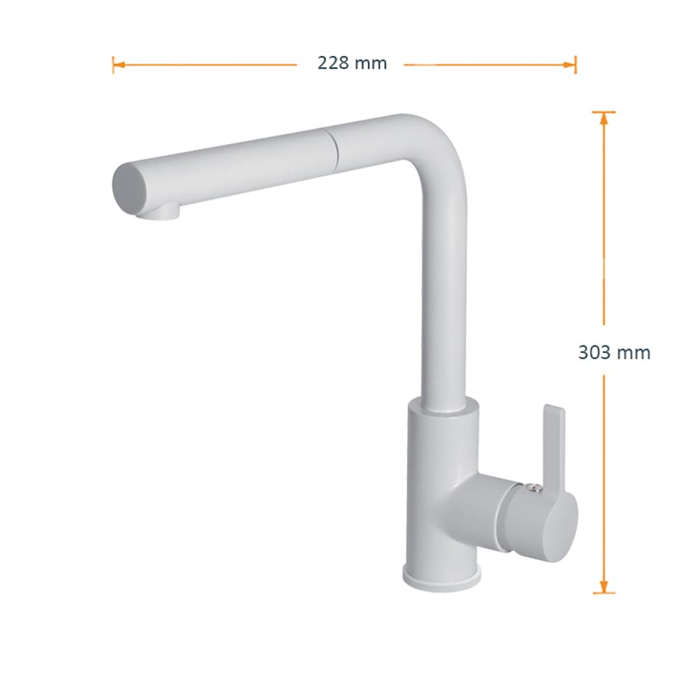 Rubinetto Miscelatore Cucina monocomando doccetta estraibile Bianco QMHC02BI