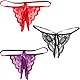 XYTAHDM 3 Stück String Tanga Damen Sexy Höschen Ouvertslip Spitze Unterwäsche Dessous mit Offener Schritt Slip Panty Hipster Soft Blumen Loch Unterhosen