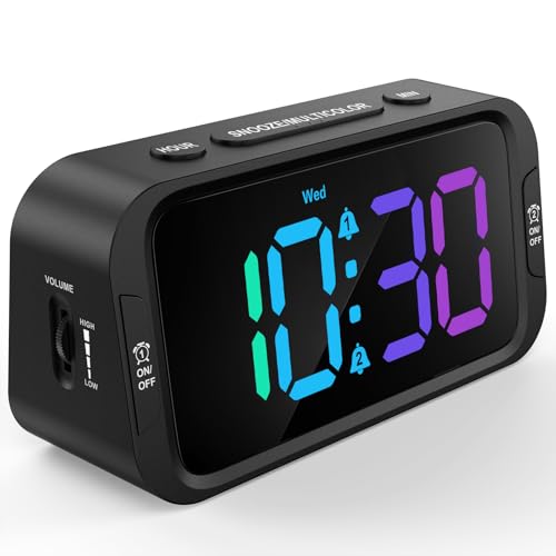 Image of Odokee Digital Dual Alarm Clock for Bedroom with 0-100% Dimmable Display | RGB Electric Alarm Clock for Kids with Weekday /Weekend Mode - Loud Alarm for Heavy Sleepers with 5 Sounds Adjustable Volume