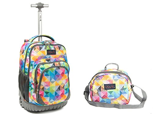 Tilami Rolling Backpack Laptop 18 Inch With Lunch Bag, Plaid #TOP23