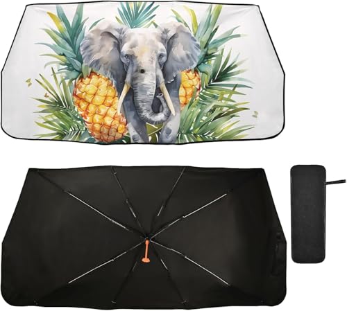 車用サンシェード 傘型 軽自動車 断熱 おしゃれ 遮光 フロントサンシェード ぞう 象 パイナップル 人気 折り畳み式 フロントガラス UVカット
