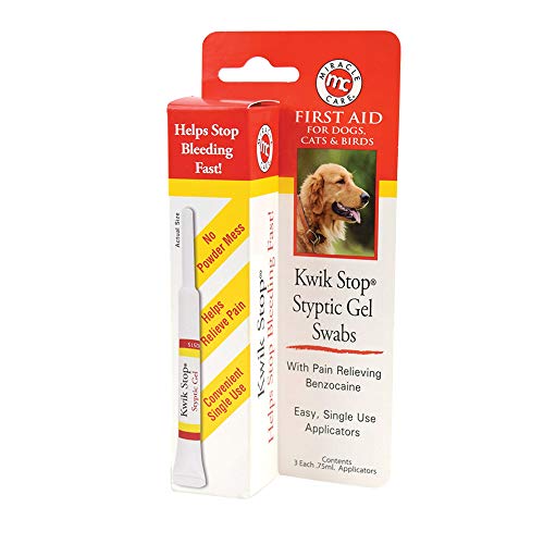 Miracle Care Kwik Stop Styptic Gel Swabs for Dogs, Count of 3, 1.13 in