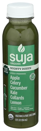 Suja Organic Mighty Dozen, Celery, Cucumber, Kale, Collard Greens, Apple, 12 Fl Oz Bottle