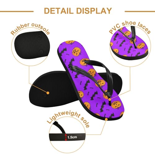 Burbuja Pumpkins Bats Flip Flops for Women Men, Soft Thong Sandals Rubber Slippers for Pool Beach Essentials3