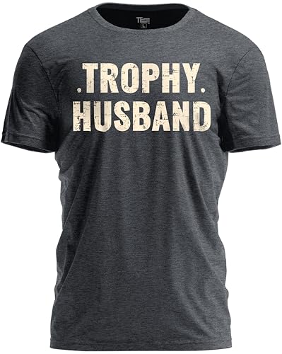 Teeny Fox Trophy Husband Graphic T-Shirt Funny Dad Joke Shirt for Husbands Dark Gray