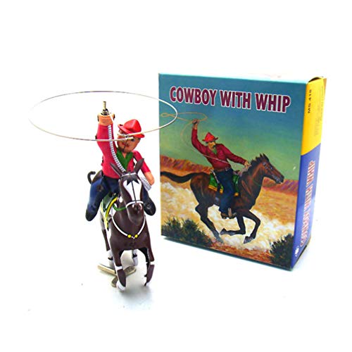 Nuobesty Vintage Metal Tin Staute Sculpture Wind Up Toy Retro Cowboy Ornament Craft For Decoration New Year Party Favor Gifts 1Pc #TOP7
