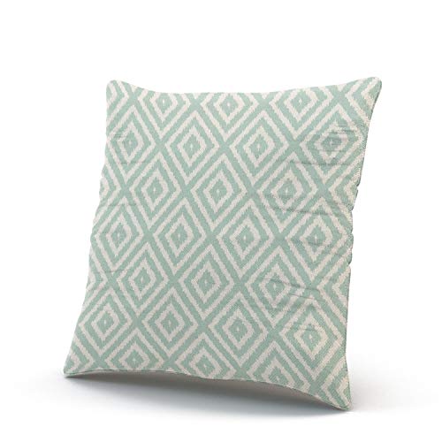 Xiuba Throw Pillow Covers Case Ikat Diamond Pattern In Seafoam Green Cream Decorative Pillowcase Cushion Cover 18 X 18 Inch Square Size One Side Design Printed #TOP1