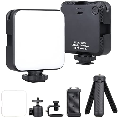 Image of Camera Light, ARTCISE LED Video Light with 2000mAh Rechargeable Battery 2500-6500K with Cold Shoe Mount for Sony, Nikon, Canon DSLR Camera and Vlogging, YouTube