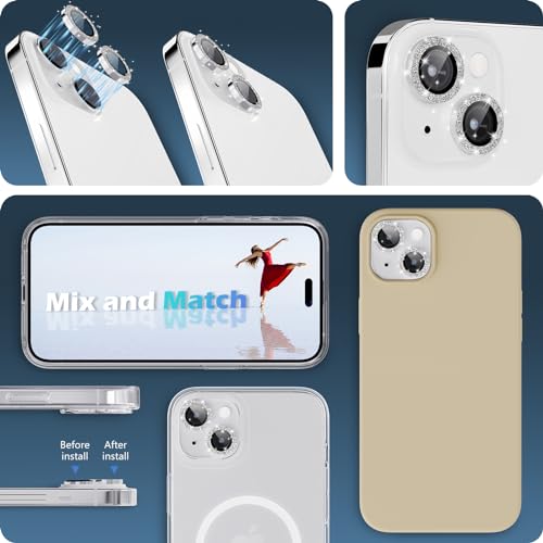 imluckies for iPhone 15 Pro, iPhone 15 Pro Max Camera Lens Protector Bling, HD Clear Aluminum Alloy Individual Ring - Image 3