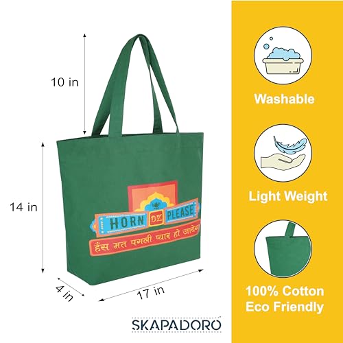 Bolso tote de algodón con cierre y bolsillo interno miniatura 3