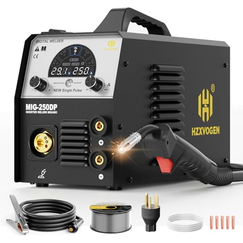 Image of H HZXVOGEN Aluminum MIG Welder, 250A Welder Machine 110V 220V Gas, Flux core MIG, Pulse, Lift TIG, Stick, 5 in 1 Multi Process Welder Machine with LED Display