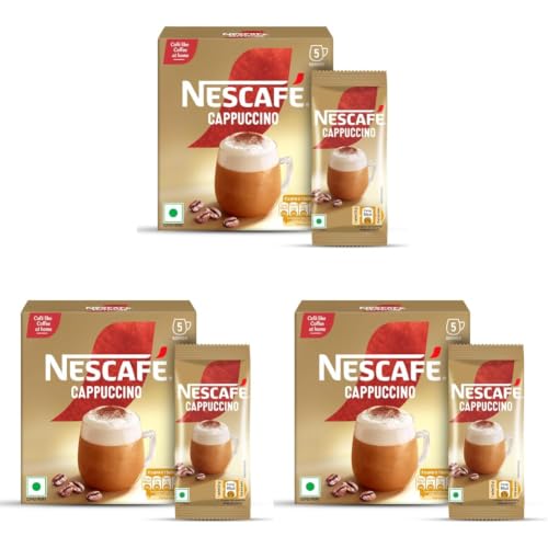 Image of Nescafe Cappuccino | Cafe-like Coffee At Home |Coffee Premix | Just Add Hot Water | 125 G (5 Sachets x 25 G). (Pack of 3)