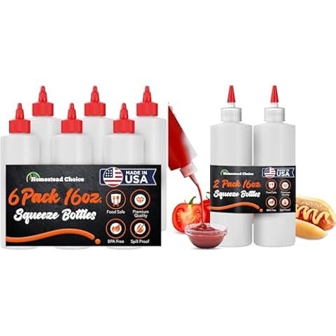 Homestead Choice 16OZ Squeeze Bottles Sauces 2-pack and 6-pack Cover