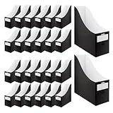 24 Stück Stehsammler Pappe Schwarz A4, 26 x 9 x 27 cm Zeitschriftensammler Set für Büro, Pappier Schreibtisch Organizer für Datei Ordner Schreibwaren Bürobedarf