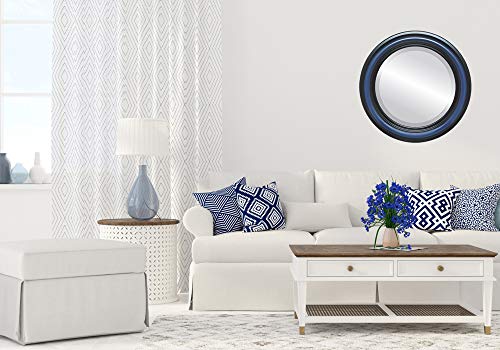 Ovalcrest Round Beveled Wall Mirror For Home Decor - Philadelphia Style - Royal Blue - 34X34 Outside Dimensions #TOP1