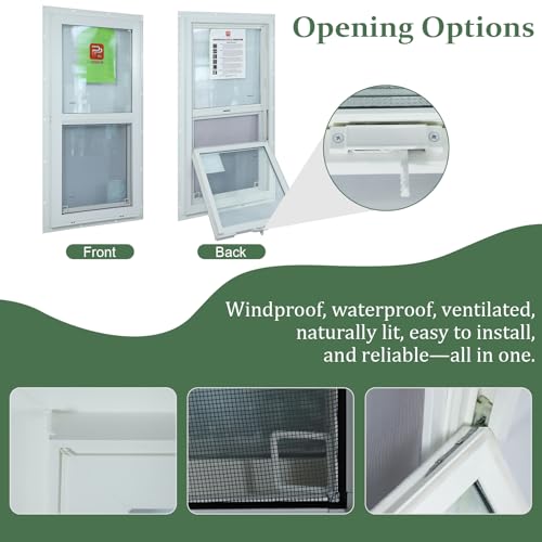 2 Pack 36\" x 48\" Vinyl Single Hung Tilt Window, Double-Pane Insulated & Soundproof Window with Tempered Glass and Screen, Energy-Efficient for House, Apartment, Shed, Mobile Home, Office(White) - Thumbnail 6