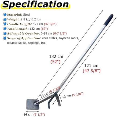 Heavy-Duty Stump Remover Tool - 132cm Stand-Up Root Puller for Small Trees & Saplings, Efficient Wood Fence Extractor, Durable Garden Equipment for Easy Root and Stump Removal