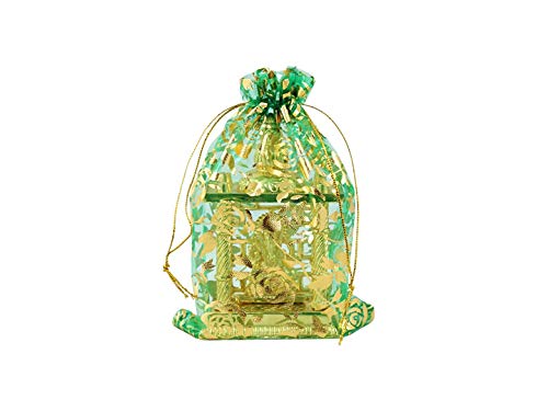 Image of Beingelegant - Pack of 25 Women's Organza Net Small and Big Size Potli Bags for Pooja, Return Gifts for Wedding, Sangeet, Shagun- Multi Coloured (Multi, 15X12)