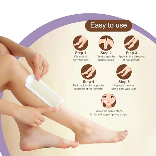 Image of DR.RASHEL Insta Smooth White Chocolate Wax Strips | Instant Hair Removal | Smooth Skin | Face & Body Wax Kit | 24 Wax Strips