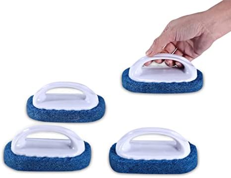 Scouring Pad Brush kit 4 Pieces, Cleaning Brush with Handle, Dish Scrub Brush, Bathroom Brush, Sink Scrub Brush