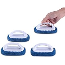 Scouring Pad Brush kit 4 Pieces, Cleaning Brush with Handle, Dish Scrub Brush, Bathroom Brush, Sink Scrub Brush