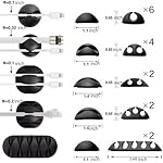 OHill 16-Pack Black Cord Organizer - Adhesive Cable Clips Holder for Desk, Wall, Car - Wire Management Clips for iPhone Charger, USB, Computer Cables -Cord Keepers with Strong Sticky Backing - Image 2