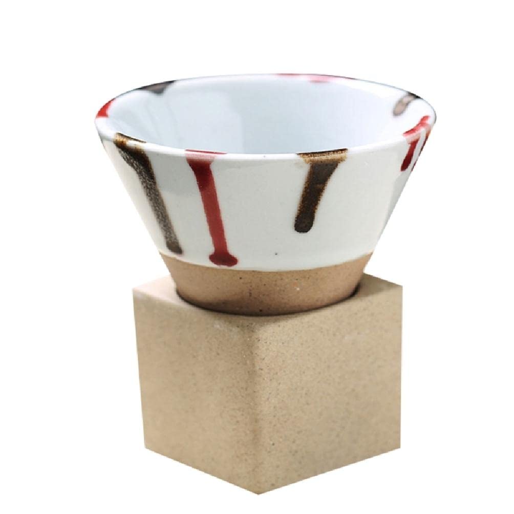 Navna Ceramic Coffee Cups Rough Pottery Tea-Cup Japanese Latte Pull Flower Porcelain-Cup Coffee Mugs with Base for Kitchen Bar Travel Coffee Mugs