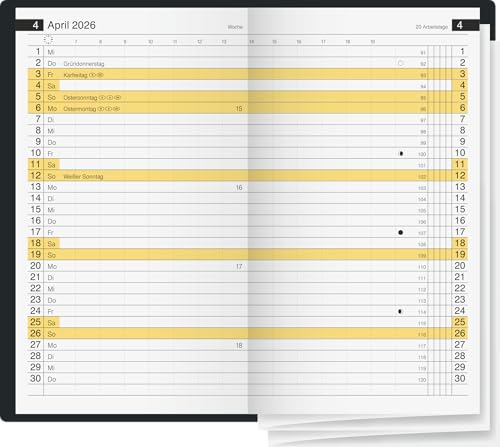 rido/idé Taschenkalender Mod. Miniplaner d 15 2026 | A6, Kunststoff, schwarz
