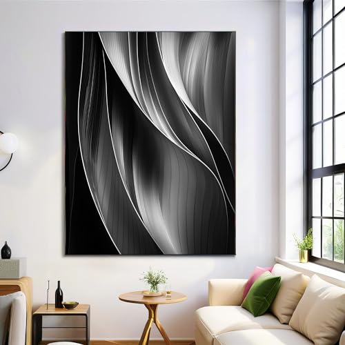 Art mural éléments de ligne noir 70x100 cm, affiche abstraite salon