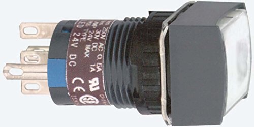 Bouton poussoir carré lumineux blanc 24V 1NO1NF commande électrique