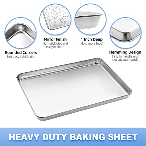 Baking Sheet With Rack 12.4 X 10 X 1 Inch, Zacfton Stainless Steel Cookie Sheet Baking Pan Toaster Oven Tray With Cooling Rack, Quarter Sheet Pan With Wire Rack - Non Toxic & Dishwasher Safe #TOP2