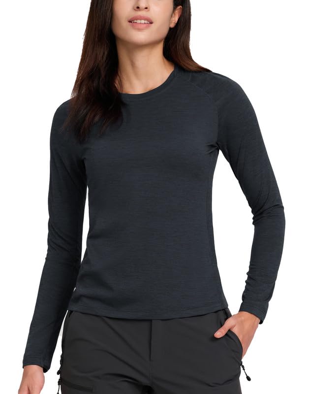Pioneer Camp Sportshirt Damen Langarm Feuchtigkeitstransport Funktionsshirt Schnelltrocknende Langarmshirt Sport Rundhalsausschnitt mit DaumenlöCher Wanderbluse Oberteile