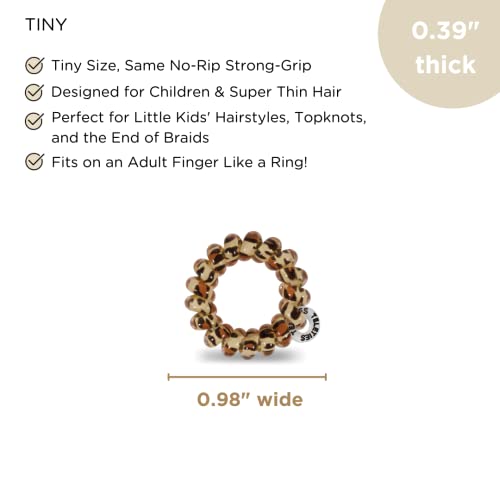 Teleties - Tiny Spiral Hair Coils - Ponytail Holder Hair Ties For Women - Phone Cord Hair Ties - Strong Grip, No Rip, Water Resistant, No Crease Hair Tie Coils - Tiny 5 Pack - Leopard #TOP1