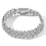 LKV 14K 14mm Zircon Diamond Miami Cuban Chain Bracelet Gold Plated Hip Hop Iced Out CZ Link Chain Br