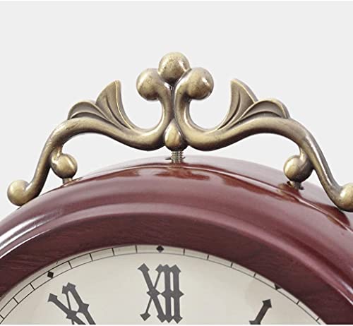 Non-Ticking Double-Sided Clock Table Solid Wood Living Room Ornaments Mute Bedroom Small Table Clock Tabletop Decorative Clock Mumujin(Color:default) #TOP7