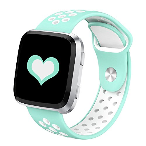 DEKER Bands Compatible with Fitbit Versa/Versa Lite/SE Smartwatch Bands, Breathable Soft Silicone Adjustable Replacement Bracelet Strap Wristbands (Small 5.5-6.7