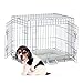 Relaxdays Klatka dla psów, w domu i w samochodzie, wys. x szer. x gł.: 51 x 60 x 45 cm, składana skrzynia dla psa z dnem, 2 drzwi, uchwyt, poduszka, srebrna