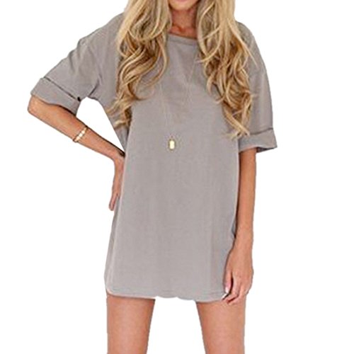 Mini Abito Estate Allentato Colore Grigio Solido o...