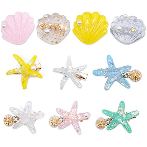 Starfish Hair Clips Pearl Seashell Hair Clip, Hair Clip Starfish Hair Clip Gold Seashell Hair Clip Shell Pearl Starfish Hair Clip Set Mermaid Jewelry Headdress Headband for Girl Bridal Hair Decor10Pcs Cover
