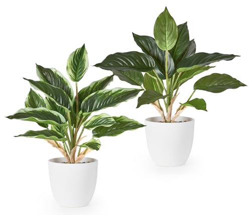 Mkono 2 Pack Fake Plants, 11" Potted Artificial Plants Home Decor Indoor