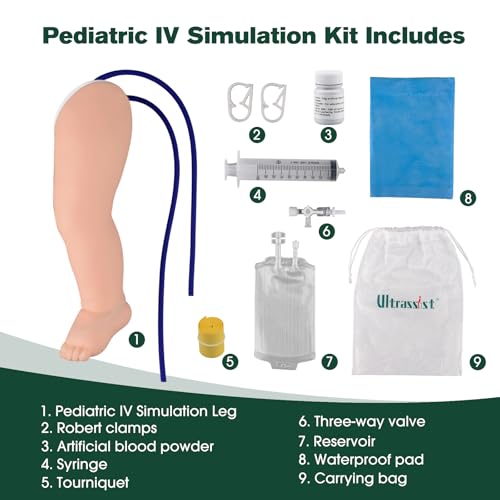Image of Ultrassist Pediatric IV Leg Kit, Pediatric IV and Phlebotomy Practice Kit for IV Training, Venipuncture Skills, Injection Practice, Clinical Nursing Training