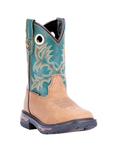 Dan Post Western Boots Boys Walking Waterproof Tan Green DPC2696 (9.5 Child)